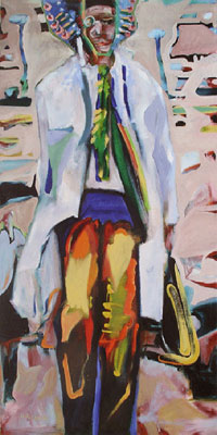 Immermann 4, Malerei eines Menschen in der Immermannstrasse
